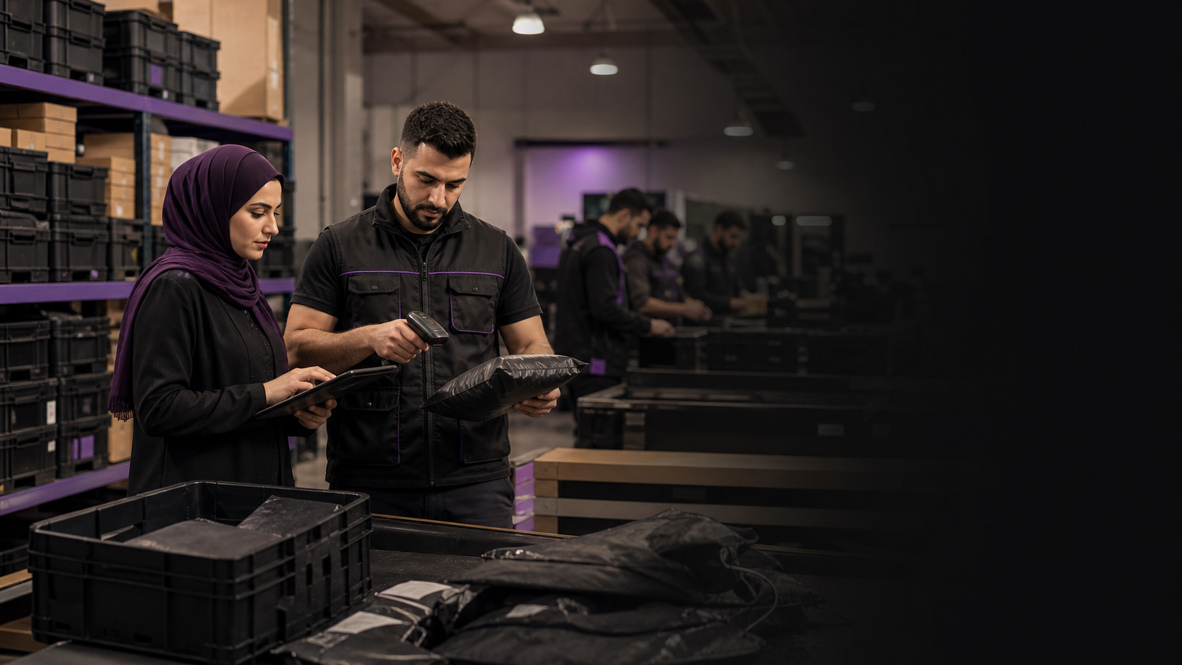 فريق Yallaboxy أثناء تشغيل ومراجعة الشحنات